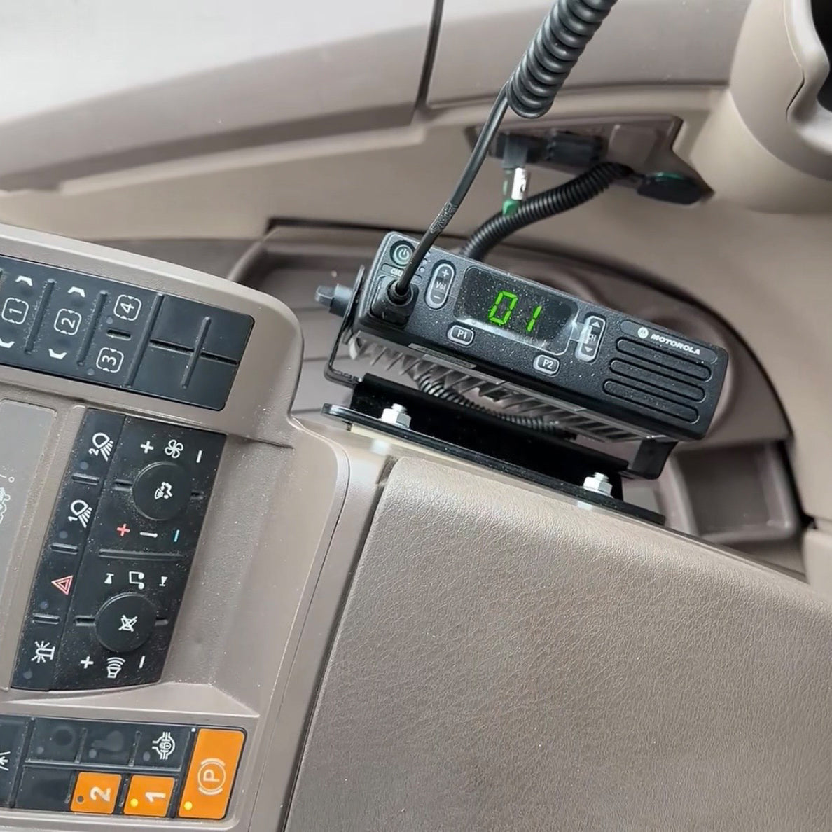 Mounting Bracket for Motorola Two-Way Radios in John Deere Cabs