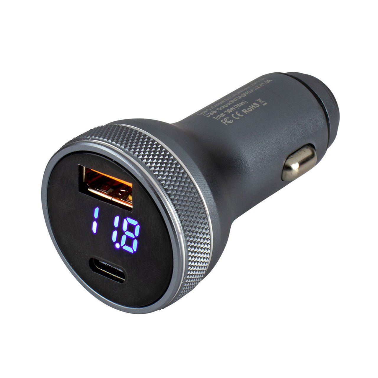 cigarette phone charger High Output USB and USB-C Power Cigarette Adapter Plug W/voltmeter