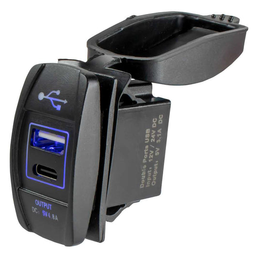 Dual USB and USB-C Charger for Rectangular Opening