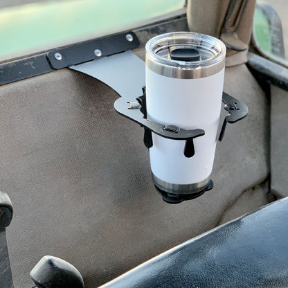 Metal cup holder for John Deere Sound Gard cab. Fits 2955, 4430, 4250, 4450, 4650