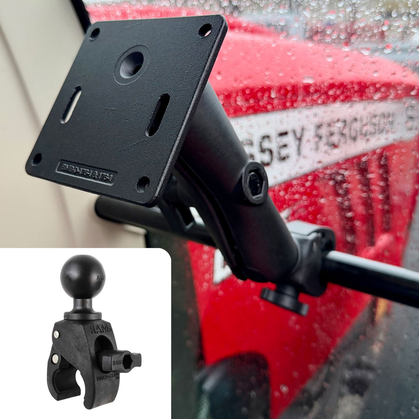 Mounting bracket for a Massey Ferguson Tractor Cab that is in the front window